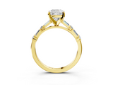 Yellow gold Cushion Solitaire with Side Baguettes and Channel Set Band_84
