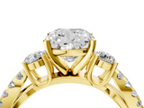 Yellow gold Cushion Three-Stone Diamond Ring with Pavé Split Shank and Four-Prong Setting_73