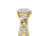 Yellow gold Cushion Three-Stone Diamond Ring with Pavé Split Shank and Four-Prong Setting_74