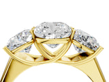 Yellow gold Cushion Three-Stone Diamond Ring with Prong Setting on a Classic Band_19