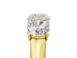 Yellow gold Cushion Three-Stone Diamond Ring with Prong Setting on a Classic Band_20