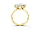 Yellow gold Cushion and Emerald Cut Toi Moi Ring with Prong Setting_53