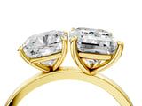 Yellow gold Cushion and Emerald Cut Toi Moi Ring with Prong Setting_54
