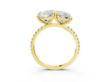 Yellow gold Cushion and Emerald Toi Moi Ring with Prong Setting and Micro Pave Band 3