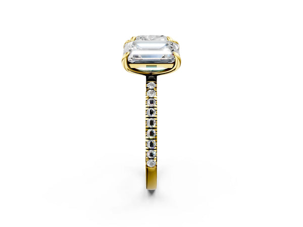 Yellow Gold Cushion Cut and Emerald Cut Lab-Grown Diamond Toi et Moi Ring