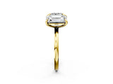 Yellow gold Cushion and Emerald Toi Moi Ring with Prong Setting and Plain Band 2