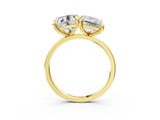 Yellow gold Cushion and Emerald Toi Moi Ring with Prong Setting and Plain Band 3