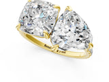 Yellow gold Cushion and Heart Toi Moi Ring with Prong Setting and Micro Pave Band 1