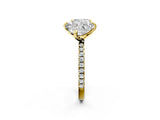 Yellow gold Cushion and Heart Toi Moi Ring with Prong Setting and Micro Pave Band 2