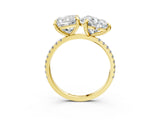 Yellow gold Cushion and Heart Toi Moi Ring with Prong Setting and Micro Pave Band 3