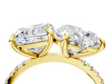 Yellow gold Cushion and Heart Toi Moi Ring with Prong Setting and Micro Pave Band 4