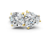 Yellow gold Cushion and Heart Toi Moi Ring with Prong Setting and Micro Pave Band