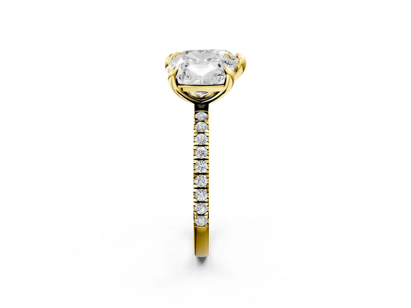 Yellow Gold Cushion Cut and Heart Laboratory-Grown Diamond Toi et Moi Engagement Ring