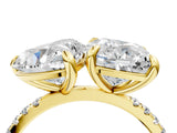 Yellow gold Cushion and Heart Toi Moi Ring with Prong Setting and Pave Band 4