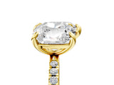 Yellow gold Cushion and Heart Toi Moi Ring with Prong Setting and Pave Band 5