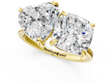 Yellow gold Cushion and Heart Toi Moi Ring with Prong Setting and Plain Band 1