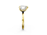 Yellow gold Cushion and Heart Toi Moi Ring with Prong Setting and Plain Band 2