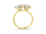 Yellow gold Cushion and Heart Toi Moi Ring with Prong Setting and Plain Band 3