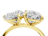 Yellow gold Cushion and Heart Toi Moi Ring with Prong Setting and Plain Band 4