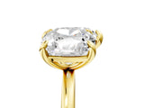 Yellow gold Cushion and Heart Toi Moi Ring with Prong Setting and Plain Band 5