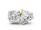 Yellow gold Cushion and Heart Toi Moi Ring with Prong Setting and Plain Band