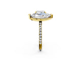 Yellow gold Cushion and Marquise Toi Moi Ring with Prong Setting and Micro Pave Band 2