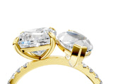 Yellow gold Cushion and Marquise Toi Moi Ring with Prong Setting and Micro Pave Band 4