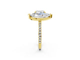 Yellow gold Cushion and Marquise Toi Moi Ring with Prong Setting and Pave Band_71