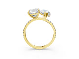 Yellow gold Cushion and Marquise Toi Moi Ring with Prong Setting and Pave Band_72