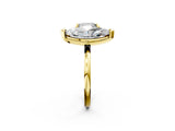 Yellow gold Cushion and Marquise Toi Moi Ring with Prong Setting and Plain Band 2