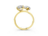 Yellow gold Cushion and Marquise Toi Moi Ring with Prong Setting and Plain Band 3