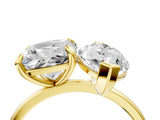 Yellow gold Cushion and Marquise Toi Moi Ring with Prong Setting and Plain Band 4