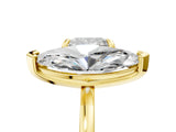 Yellow gold Cushion and Marquise Toi Moi Ring with Prong Setting and Plain Band 5