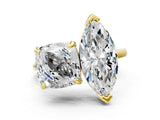 Yellow gold Cushion and Marquise Toi Moi Ring with Prong Setting and Plain Band