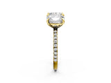 Yellow gold Cushion and Princess Toi Moi Ring with Prong Setting and Micro Pave Band 2