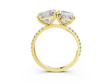 Yellow gold Cushion and Princess Toi Moi Ring with Prong Setting and Micro Pave Band 3
