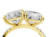 Yellow gold Cushion and Princess Toi Moi Ring with Prong Setting and Micro Pave Band 4