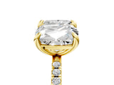 Yellow gold Cushion and Princess Toi Moi Ring with Prong Setting and Micro Pave Band 5