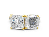 Yellow gold Cushion and Princess Toi Moi Ring with Prong Setting and Micro Pave Band