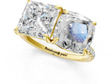 Yellow gold Cushion and Princess Toi Moi Ring with Prong Setting and Pave Band_70