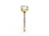 Yellow gold Cushion and Princess Toi Moi Ring with Prong Setting and Pave Band_71