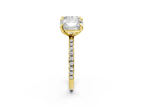 Yellow Gold Cushion Cut and Princess Cut Lab-Grown Diamond Toi et Moi Ring