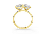 Yellow gold Cushion and Princess Toi Moi Ring with Prong Setting and Pave Band_72