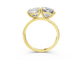 Yellow gold Cushion and Princess Toi Moi Ring with Prong Setting and Plain Band 3