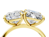 Yellow gold Cushion and Princess Toi Moi Ring with Prong Setting and Plain Band 4