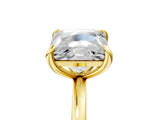 Yellow gold Cushion and Princess Toi Moi Ring with Prong Setting and Plain Band 5