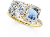 Yellow gold Cushion and Radiant Toi Moi Ring with Prong Setting and Micro Pave Band 1