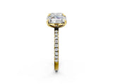 Yellow gold Cushion and Radiant Toi Moi Ring with Prong Setting and Micro Pave Band 2