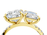 Yellow gold Cushion and Radiant Toi Moi Ring with Prong Setting and Micro Pave Band 4