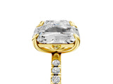 Yellow gold Cushion and Radiant Toi Moi Ring with Prong Setting and Micro Pave Band 5
